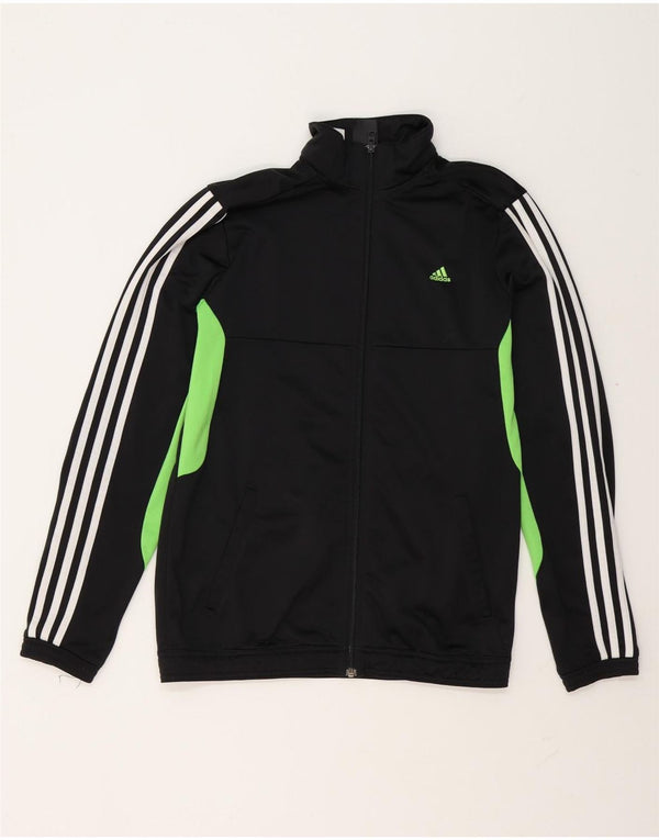 Adidas Mens Tracksuit Top Jacket Small Black Colourblock Polyester