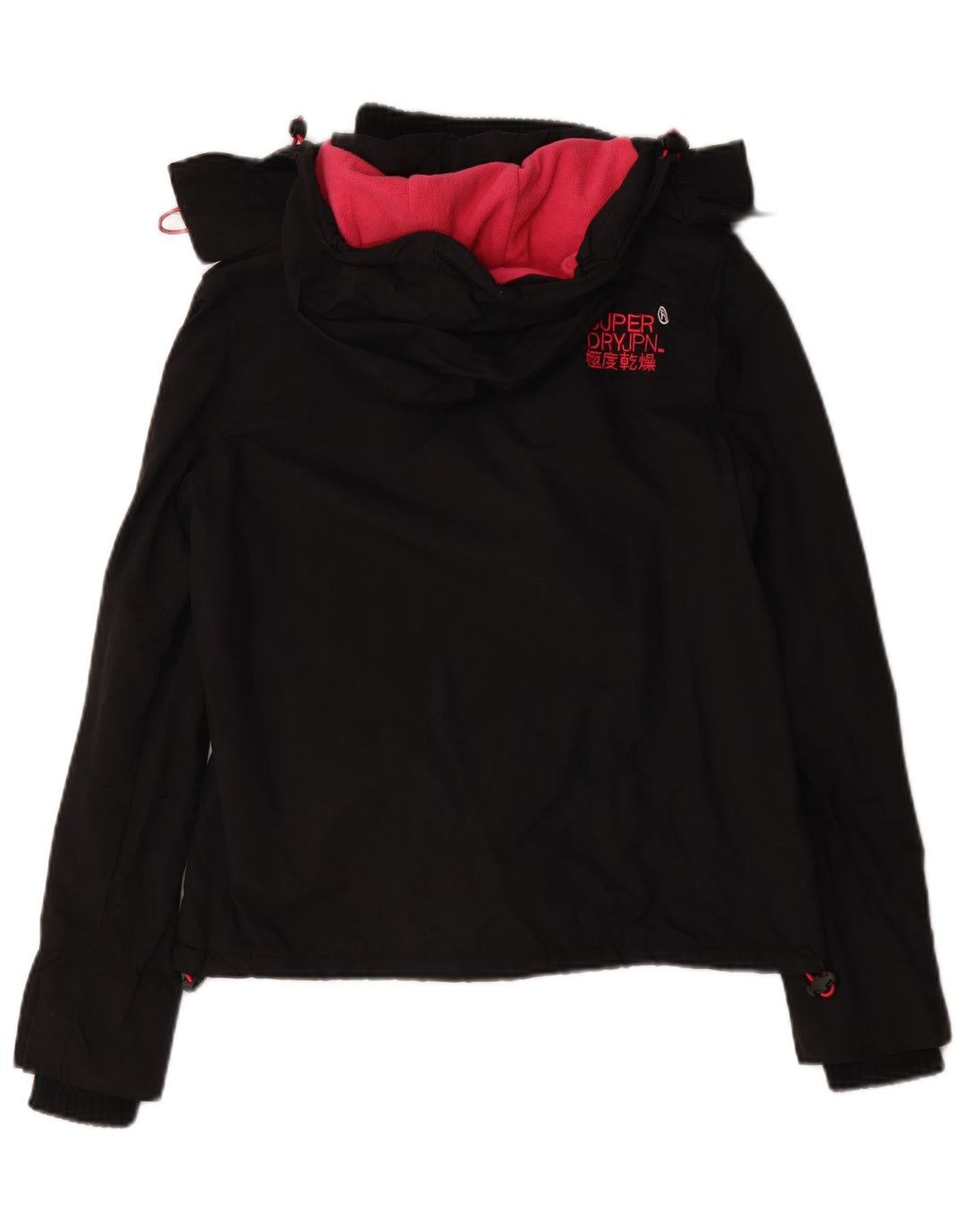Superdry Womens Windcheater Hooded Windbreaker Jacket UK 14 Medium Black