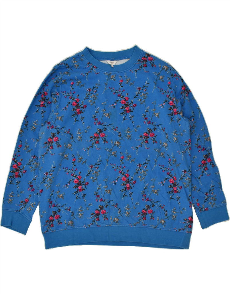 COTTON TRADERS Womens Graphic Sweatshirt Jumper UK 22 3XL Blue Floral | Vintage Cotton Traders | Thrift | Second-Hand Cotton Traders | Used Clothing | Messina Hembry 