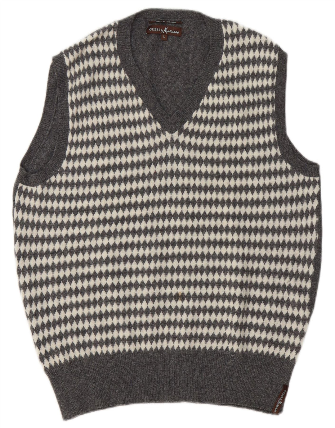 Guess By Marciano Mens Vest Tank Top Large Grey Geometric Wool