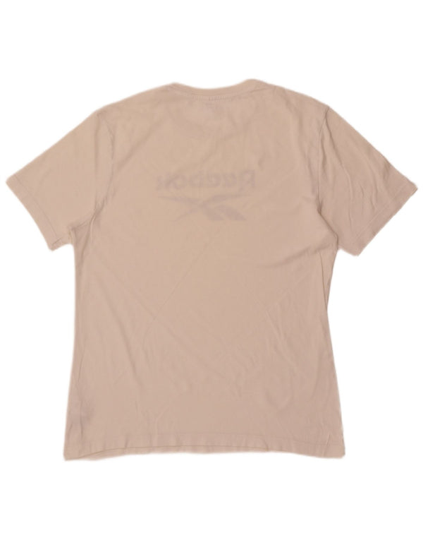 Reebok Mens Graphic T-Shirt Top Medium White Cotton