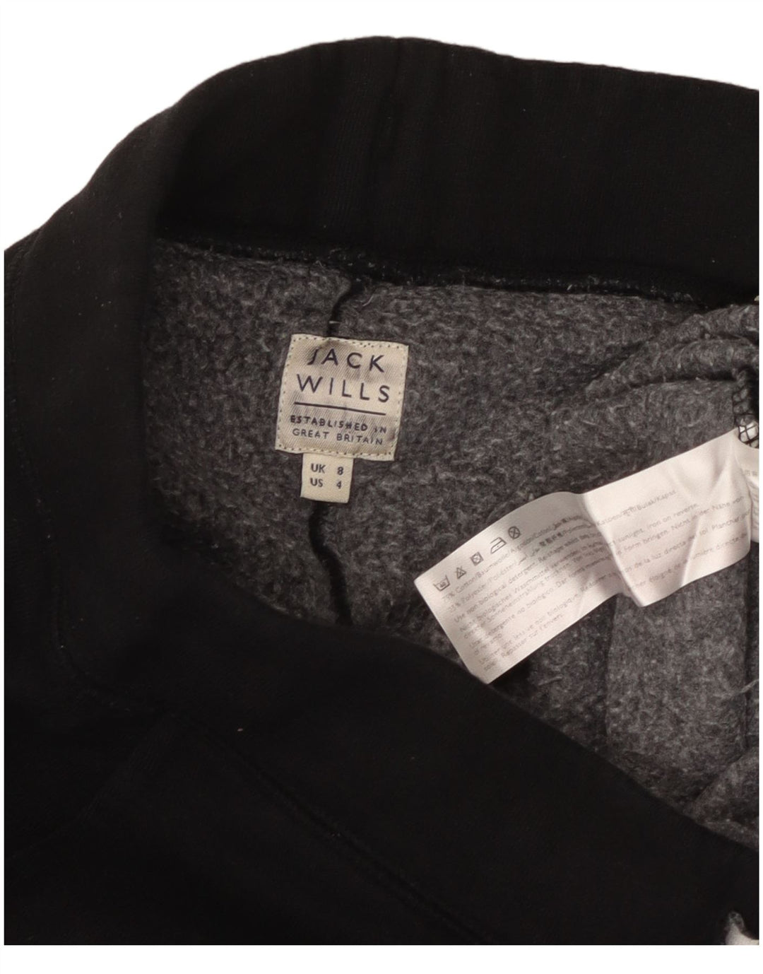 JACK WILLS Womens Graphic Tracksuit Trousers Joggers UK 8 Small  Black