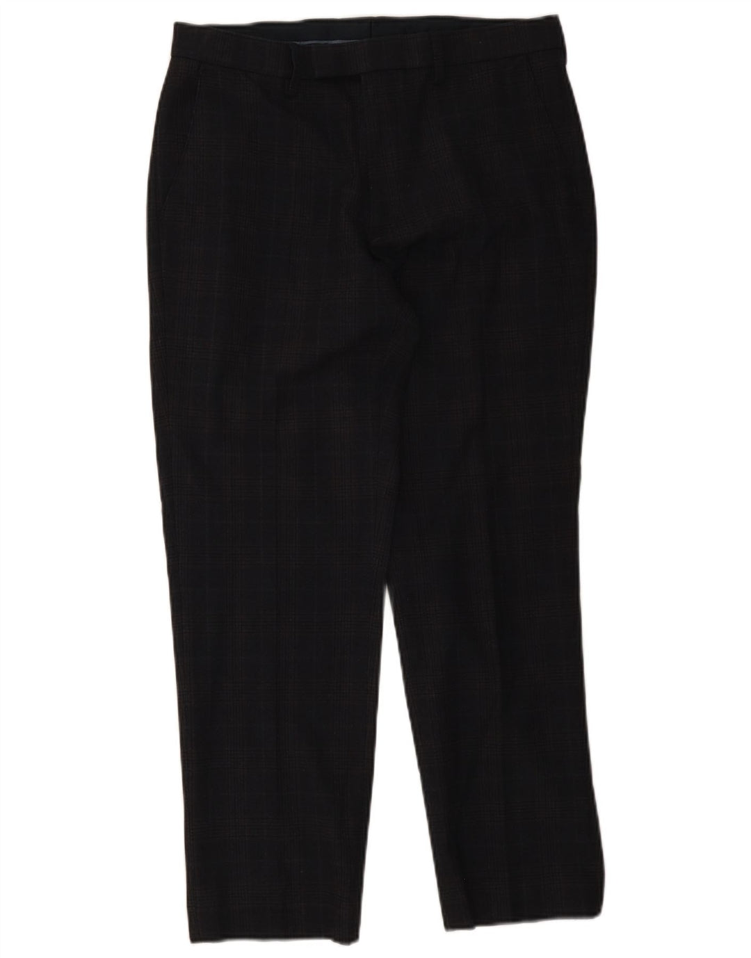 Marks & Spencer Mens Regular Fit Suit Trousers W32 L29 Navy Blue Check