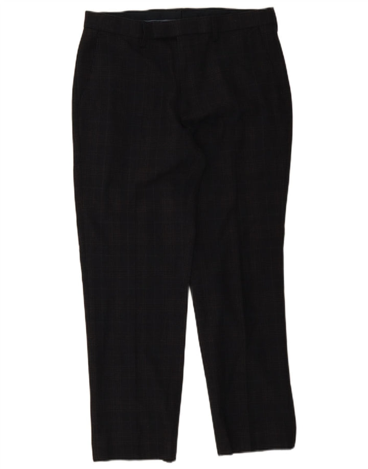 Marks & Spencer Mens Regular Fit Suit Trousers W32 L29 Navy Blue Check