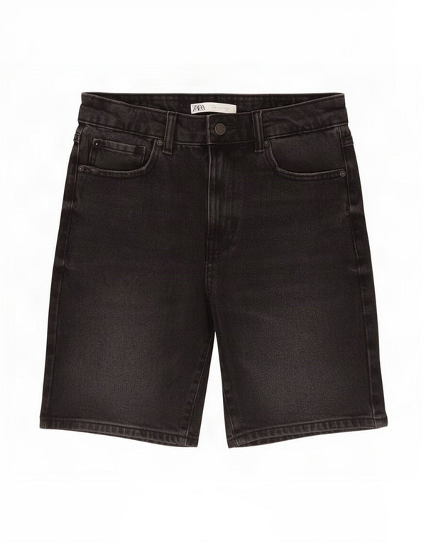 Zara Mens Denim Shorts EU 38 Small W30 Black Cotton