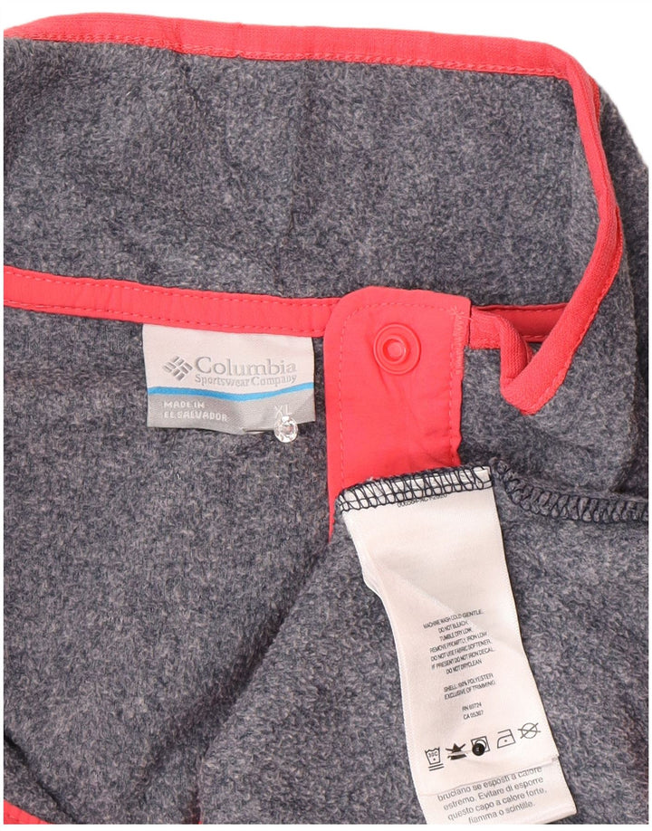 Columbia Womens Button Neck Fleece Jumper UK 18 XL Grey Polyester