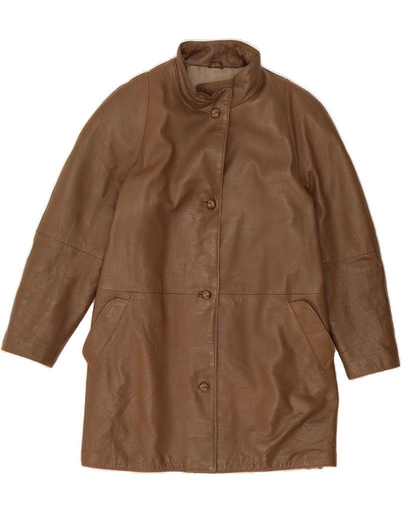 VINTAGE Womens Leather Coat UK 12 Medium Brown Vintage Vintage and Second-Hand Vintage from Messina Hembry 
