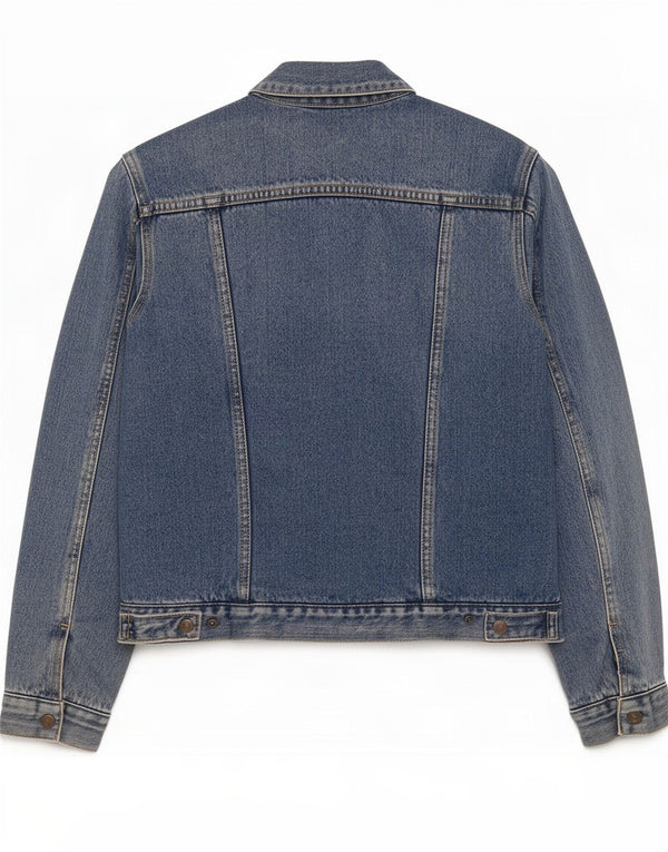 Levi's Womens Denim Sherpa Jacket UK 14 Large Blue