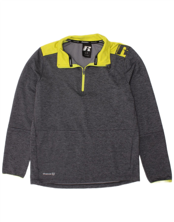 RUSSELL ATHLETIC Boys Pullover Tracksuit Top 10-11 Years Large Grey