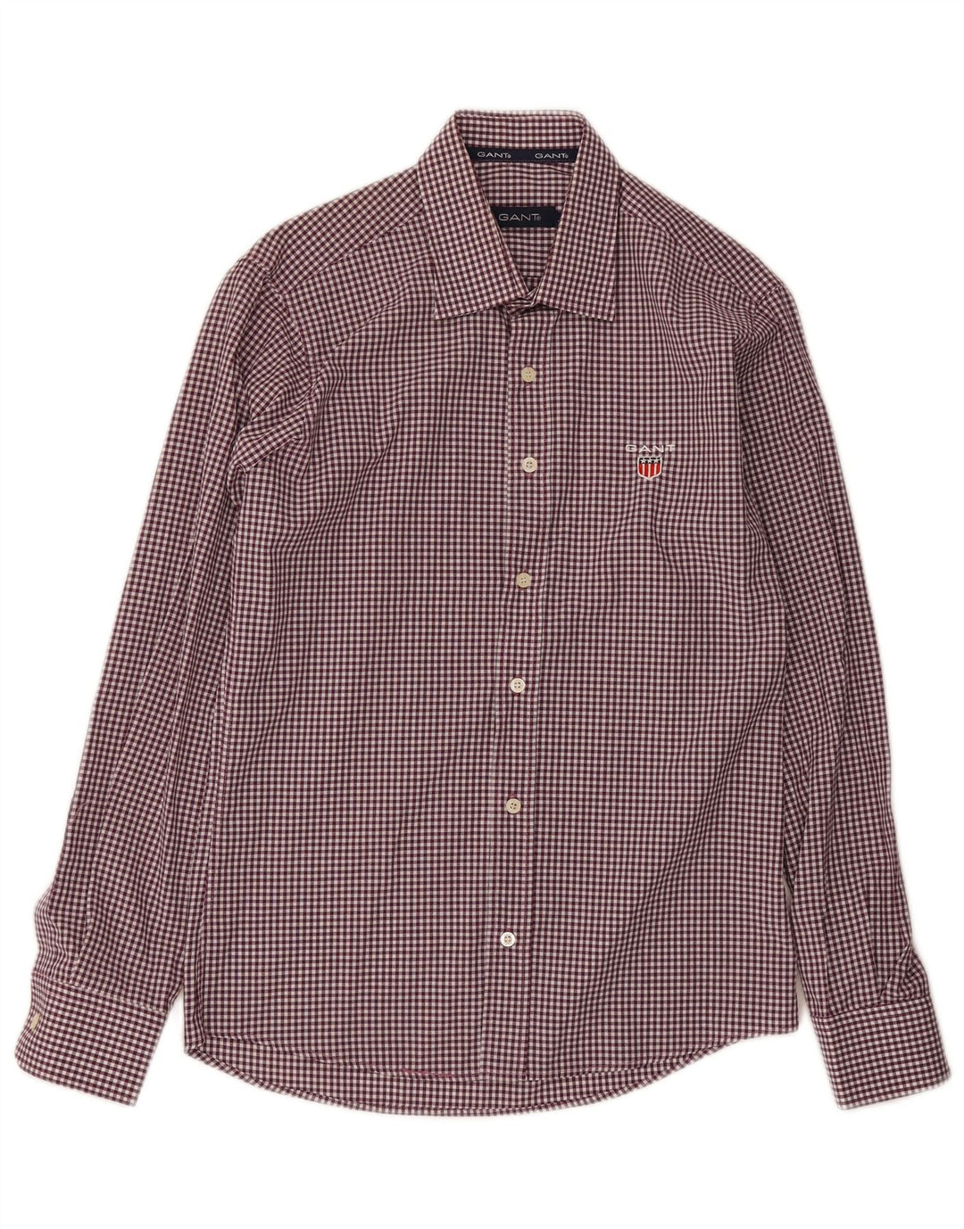 Gant Mens Shirt Large Burgundy Gingham
