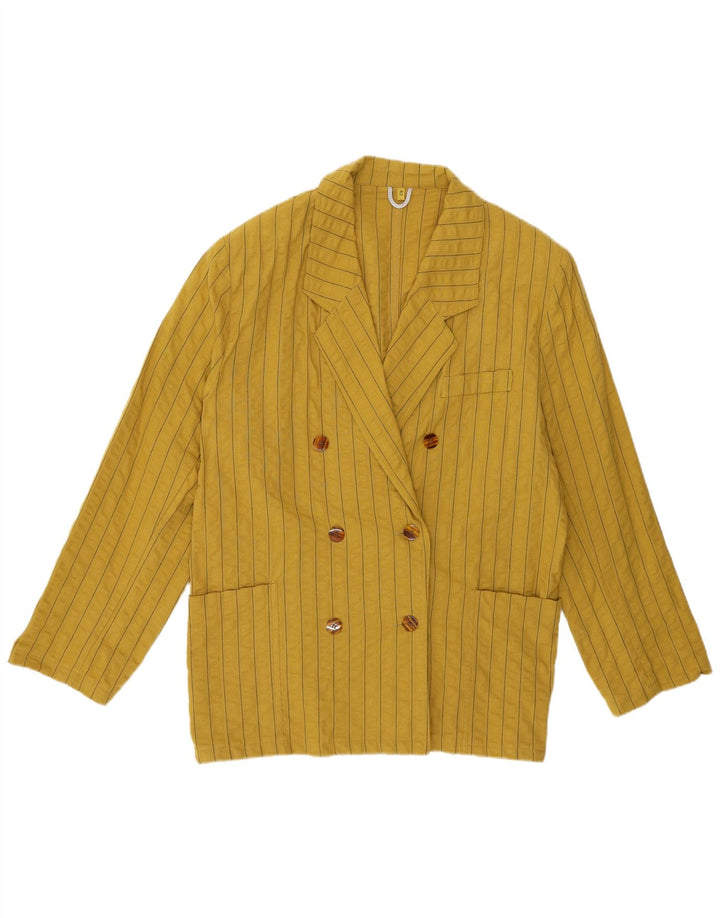 C&A Womens Double Breasted Blazer Jacket IT 42 Medium Yellow Striped