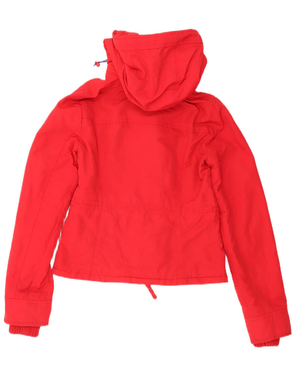 Abercrombie & Fitch Womens Hooded Windbreaker Jacket UK 6 XS Red Polyester