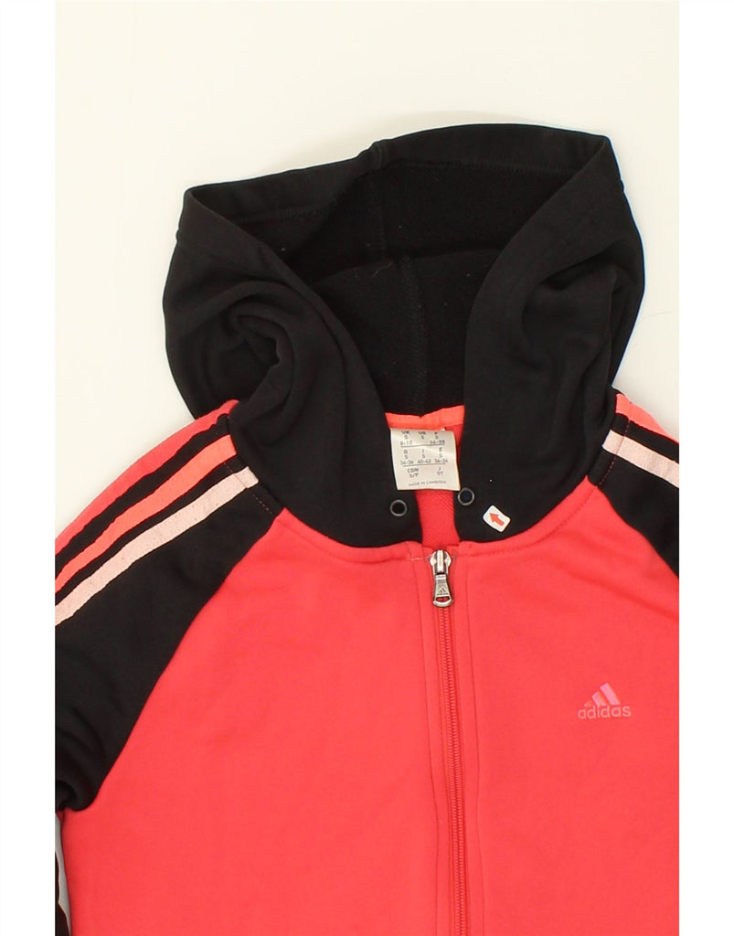 ADIDAS Womens Zip Hoodie Sweater UK 8/10 Small Pink Colourblock Polyester | Vintage Adidas | Thrift | Second-Hand Adidas | Used Clothing | Messina Hembry 