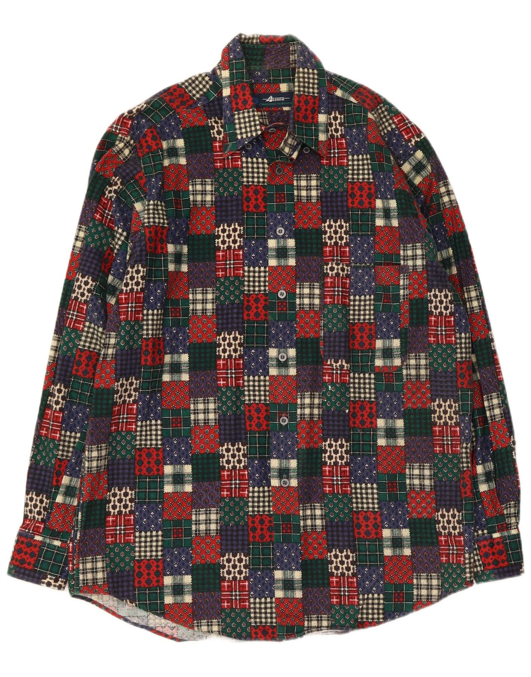 Azzurra Mens Flannel Shirt Size 15 3/4 40 Medium Multicoloured Patchwork