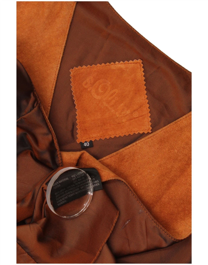 S.Oliver Womens Suede Waistcoat IT 40 Small Brown Leather