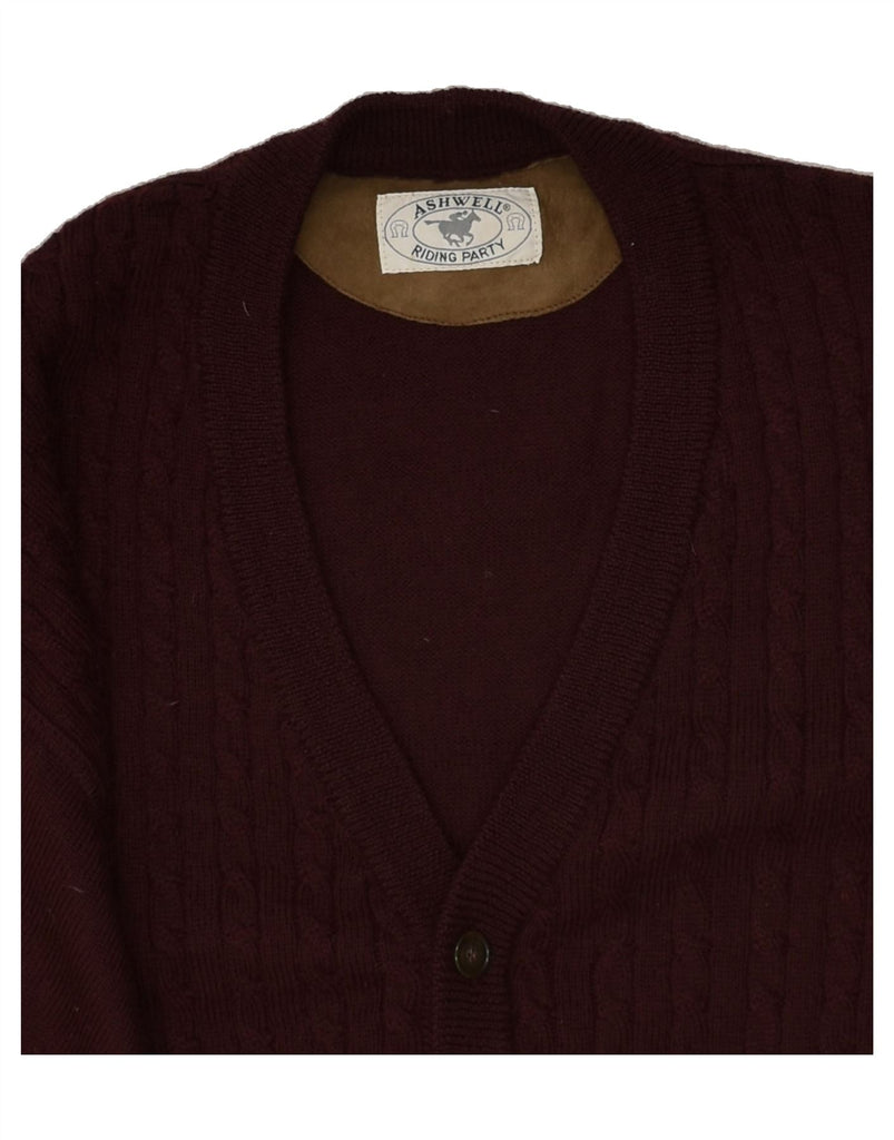 VINTAGE Mens Cardigan Sweater IT 46 Small Burgundy Virgin Wool | Vintage Vintage | Thrift | Second-Hand Vintage | Used Clothing | Messina Hembry 