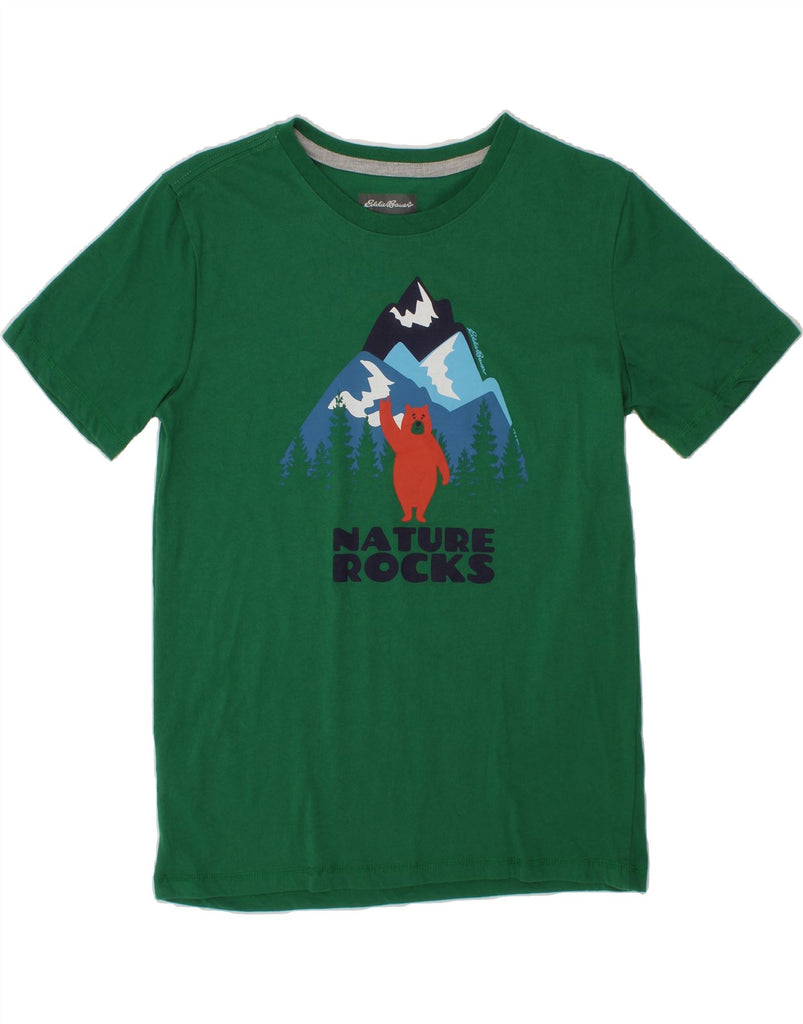 EDDIE BAUER Boys Graphic T-Shirt Top 14-15 Years Large  Green Cotton Vintage Eddie Bauer and Second-Hand Eddie Bauer from Messina Hembry 