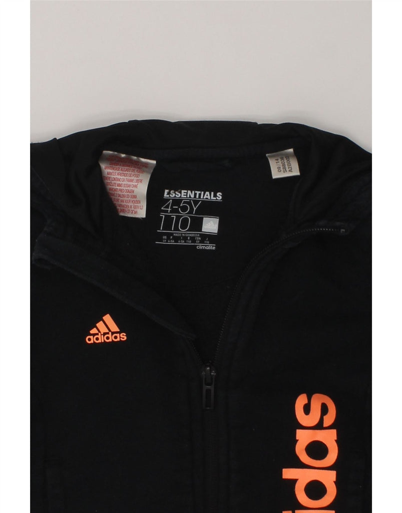 ADIDAS Girls Climalite Graphic Zip Hoodie Sweater 4-5 Years Black Cotton | Vintage Adidas | Thrift | Second-Hand Adidas | Used Clothing | Messina Hembry 