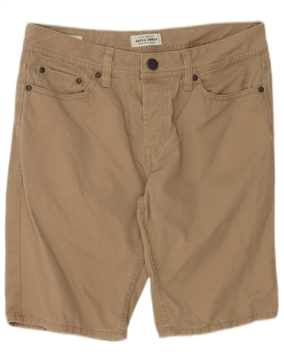 Jack & Jones Mens Casual Shorts Small W29 Beige Cotton