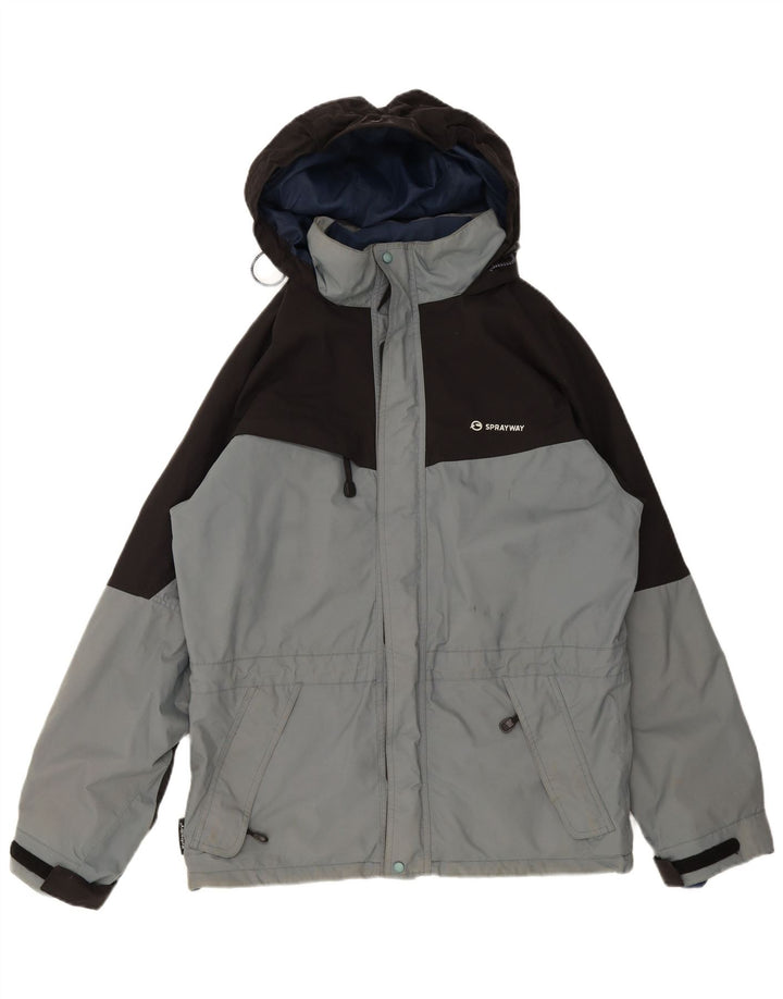 Sprayway Mens Hooded Rain Jacket UK 38 Medium Grey Colourblock Polyamide