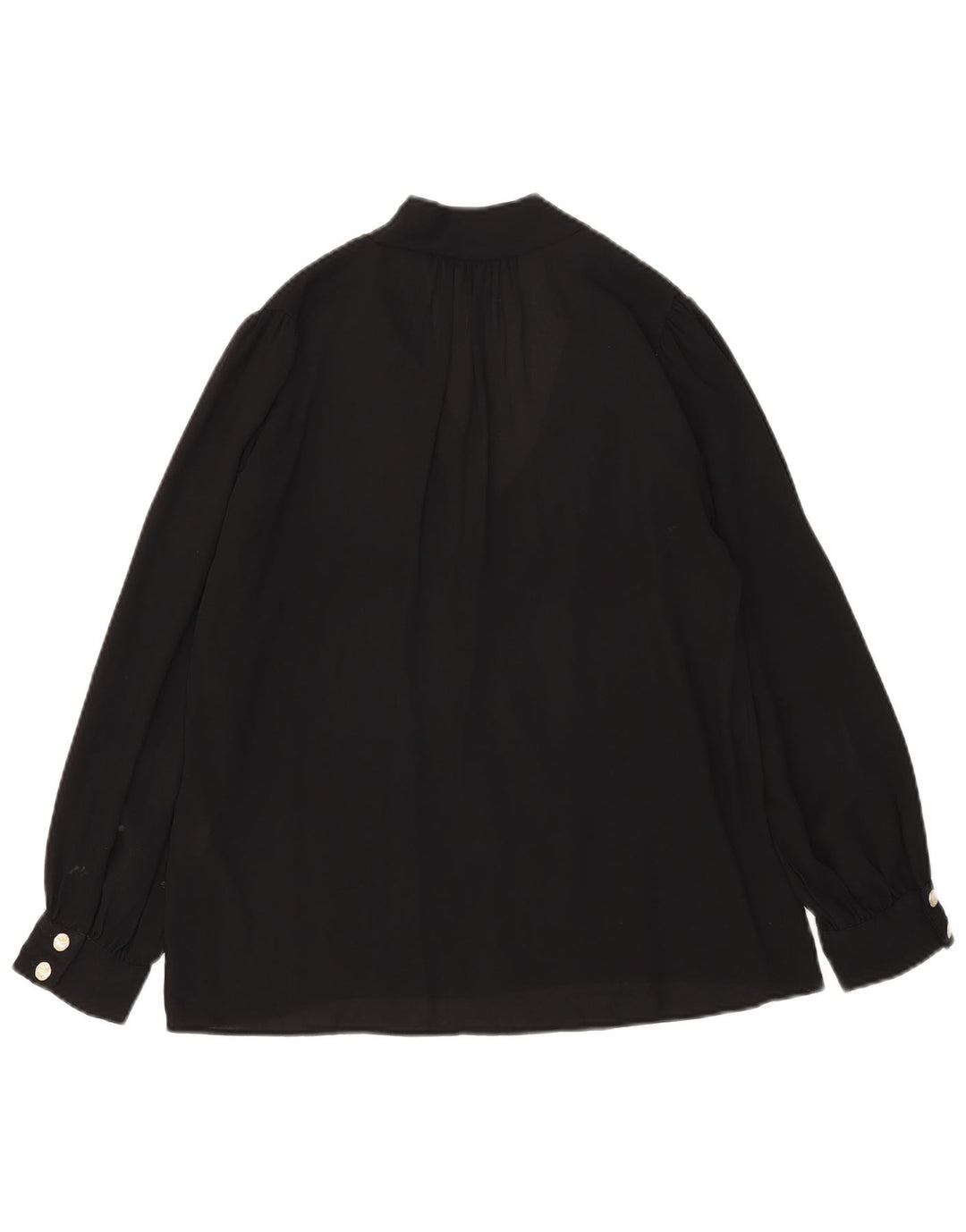 Zara Womens Long Sleeve Front Tie Blouse Top UK 10 Small Black Polyester