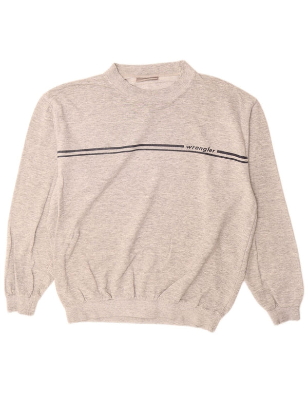 Wrangler Mens Sweatshirt Jumper Large Grey Striped Cotton