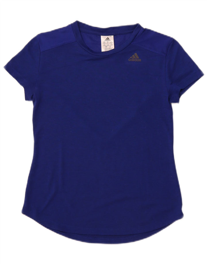 Adidas Womens Crop T-Shirt Top UK 8/10 Small Navy Blue Polyester