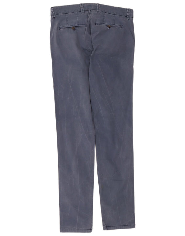 Smog Mens Slim Chino Trousers W30 L31 Navy Blue Cotton