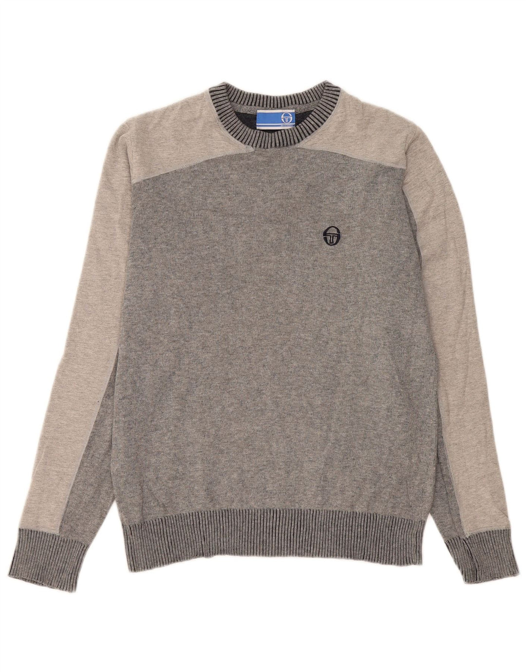Sergio Tacchini Mens Crew Neck Jumper Sweater Medium Grey Colourblock