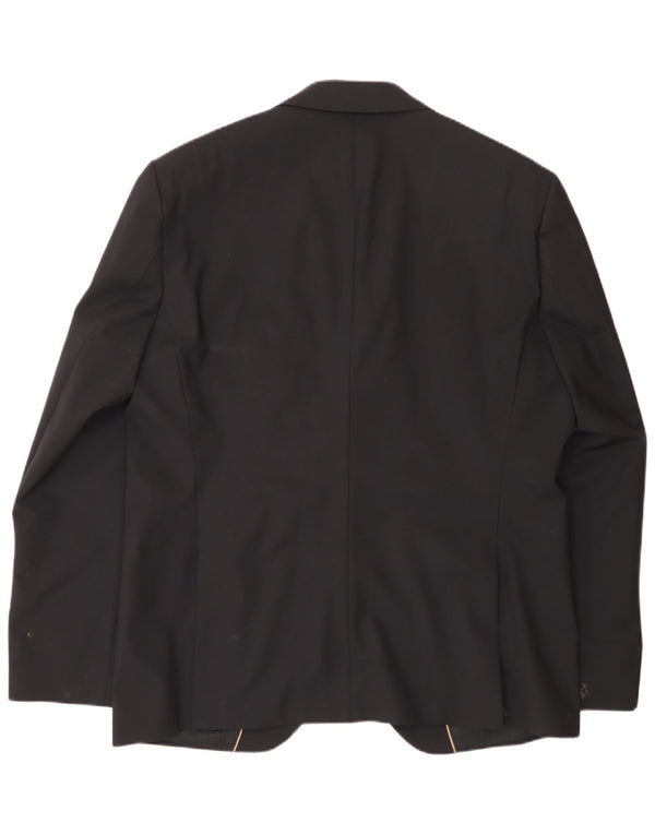 Hugo Boss Mens 2 Button Blazer Jacket EU 56 3XL Black Wool
