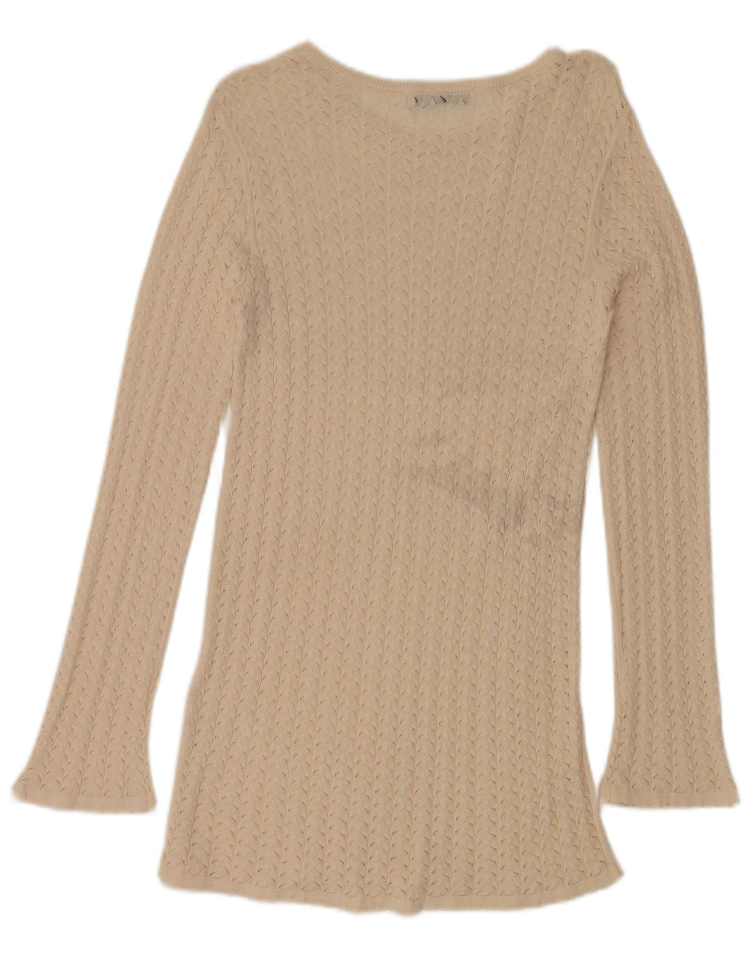 Zara Womens Longline Boat Neck Jumper Sweater UK 12 Medium Off White