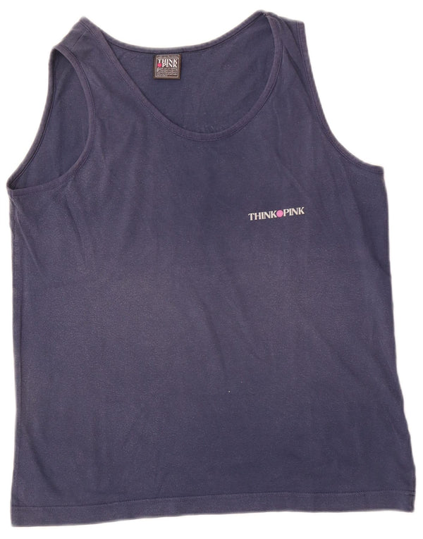 Think Pink Mens Graphic Vest Top Small Navy Blue Cotton