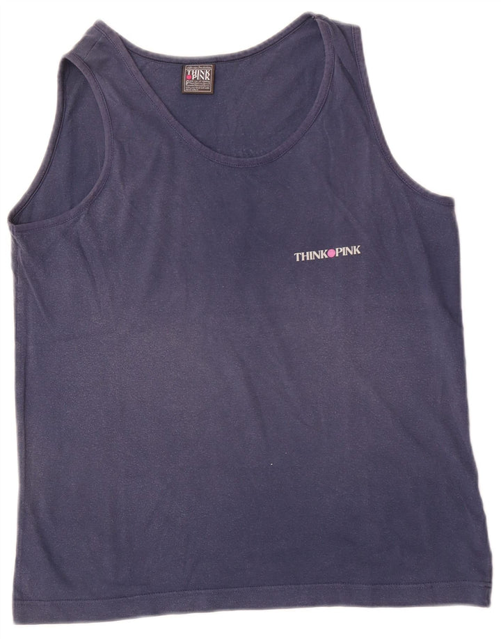 Think Pink Mens Graphic Vest Top Small Navy Blue Cotton