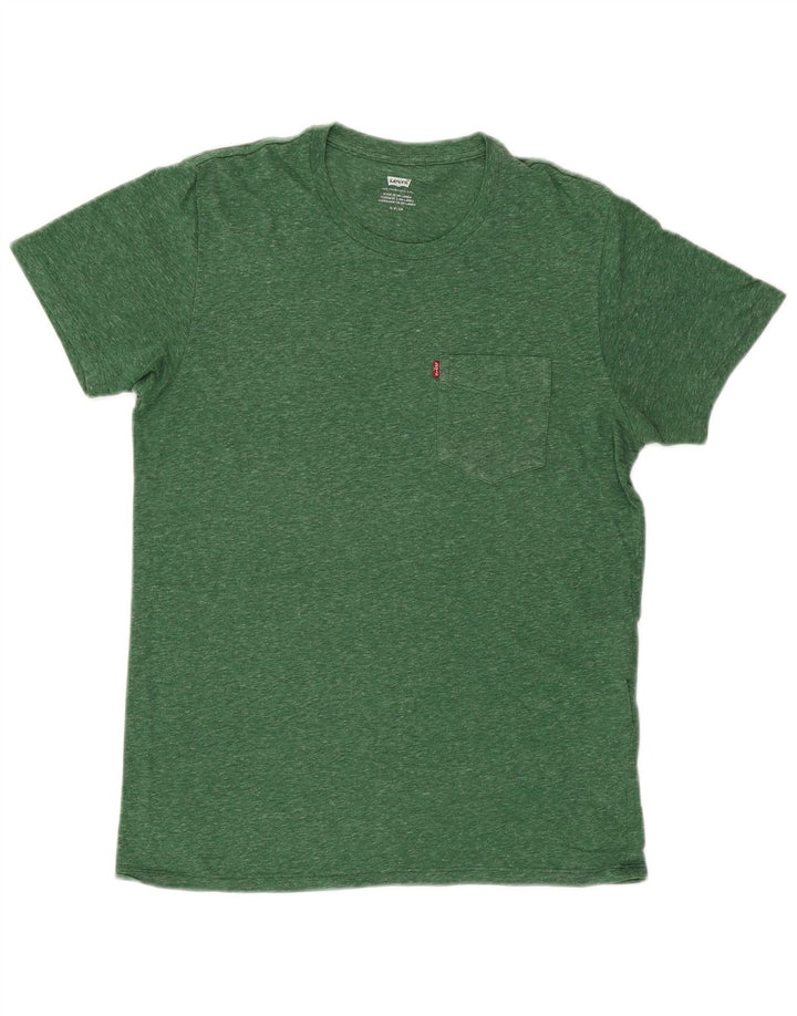 Levi's Mens T-Shirt Top Small Green Flecked Cotton