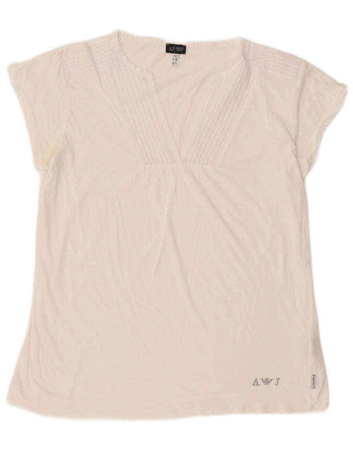 Armani Jeans Womens Blouse Top UK 16 Large White Cotton