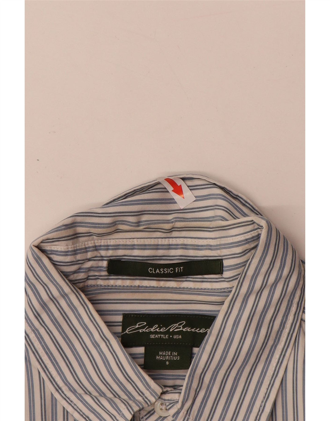 EDDIE BAUER Mens Classic Fit Shirt Small Blue Pinstripe Cotton