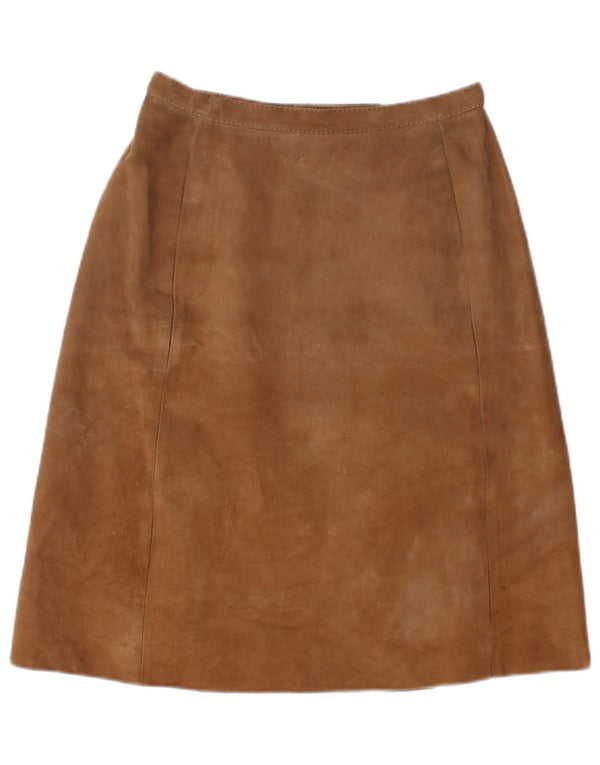 Vintage Womens Suede Skirt W26 Small Beige