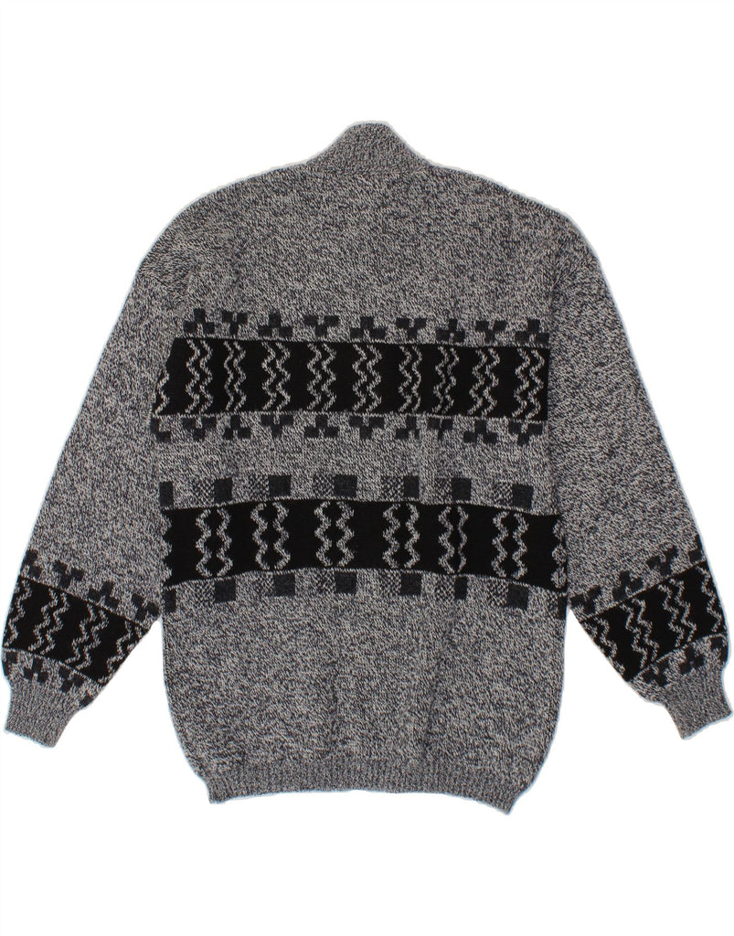MAGLIERIA Mens Cardigan Sweater Medium Grey Geometric Wool Vintage Maglieria and Second-Hand Maglieria from Messina Hembry 
