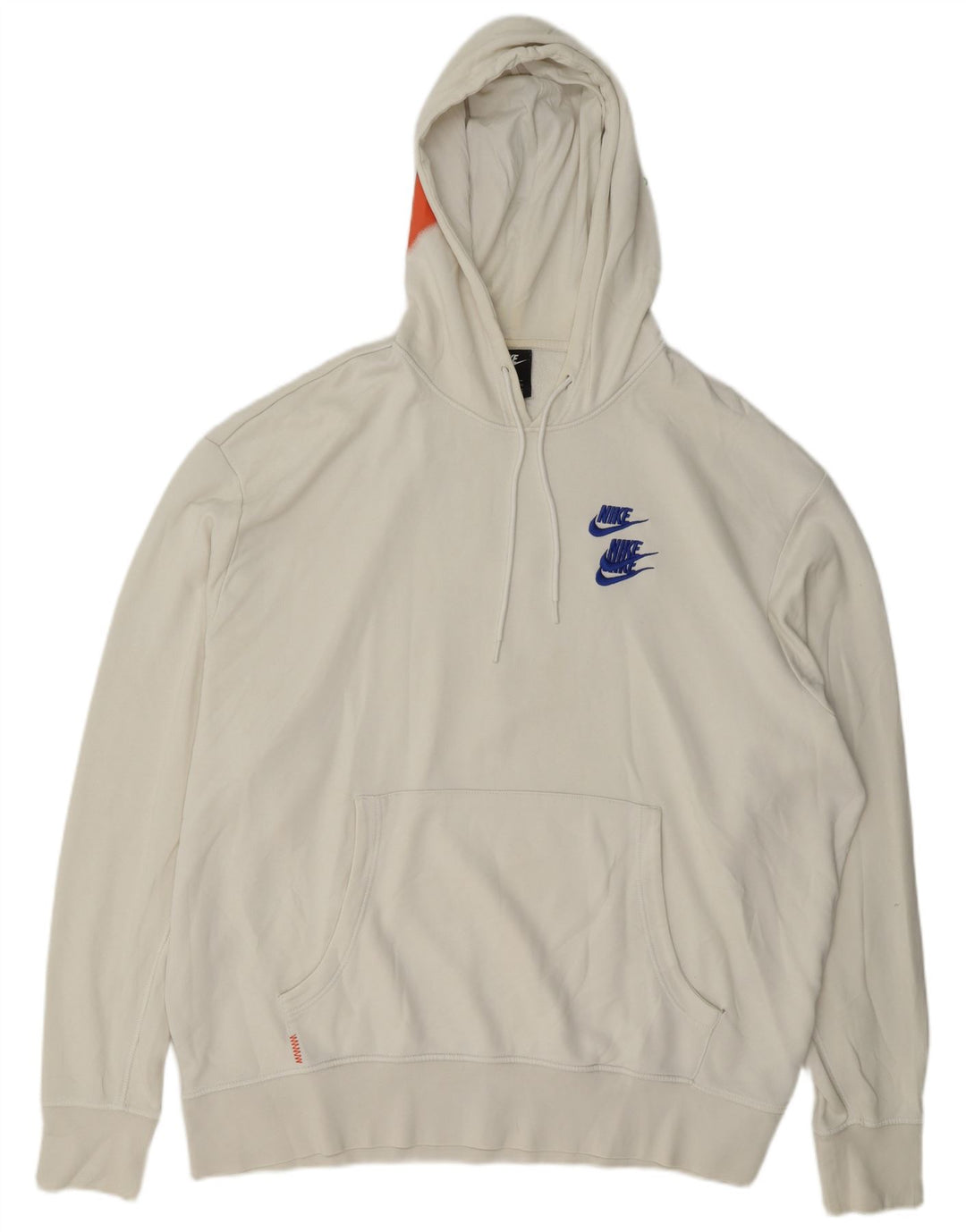 Nike Mens Graphic Hoodie Jumper 2XL White Cotton