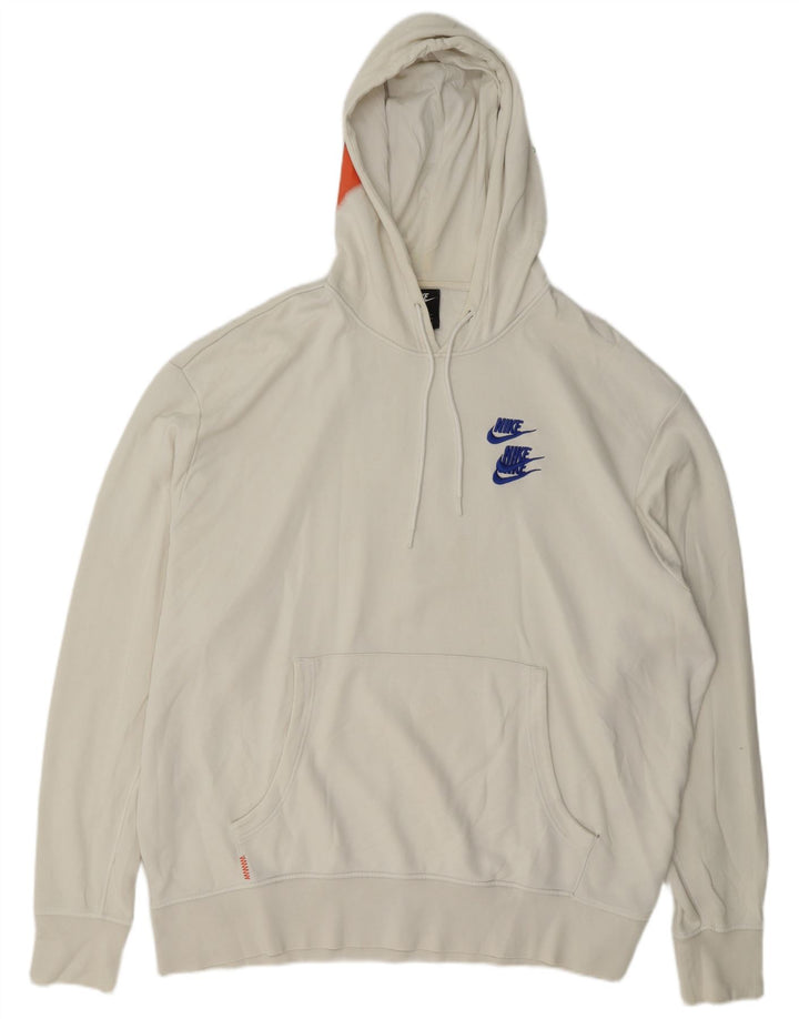 Nike Mens Graphic Hoodie Jumper 2XL White Cotton