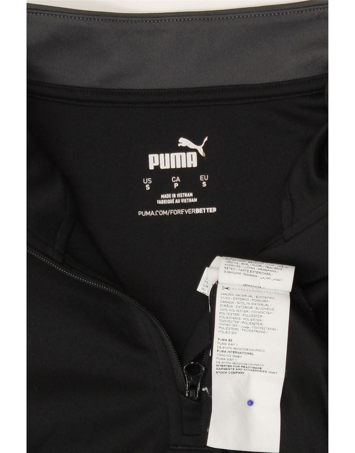 Puma Mens Zip Neck Pullover Tracksuit Top Small Black Colourblock Polyester