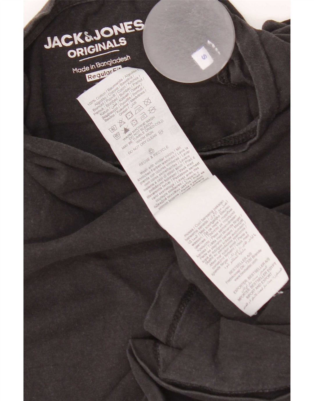 Jack & Jones Mens Regular Fit T-Shirt Top Small Black Cotton