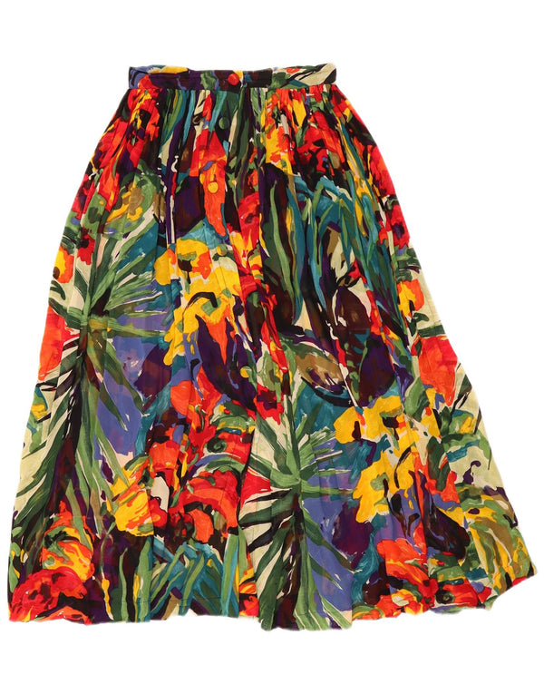 CARACTERE Womens Pleated Skirt UK 8 Small W26 Multicoloured Floral Viscose
