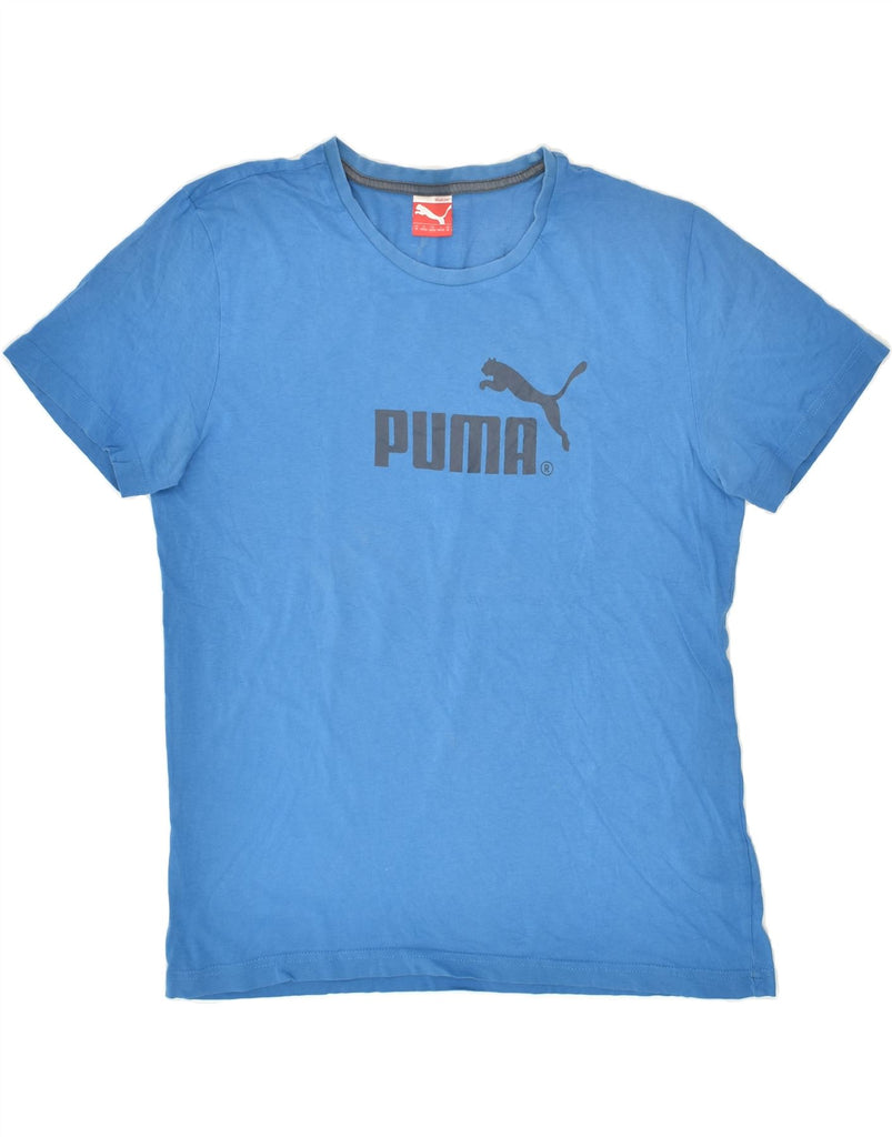 PUMA Mens Graphic T-Shirt Top Medium Blue Cotton | Vintage Puma | Thrift | Second-Hand Puma | Used Clothing | Messina Hembry 