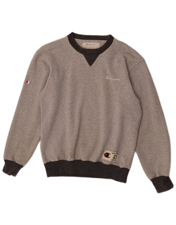 Champion Mens Sweatshirt Jumper Small Grey Colourblock