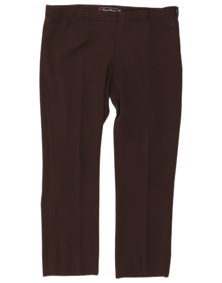 CONTE OF FLORENCE Womens Straight Casual Trousers IT 52 2XL W36 L28 Brown
