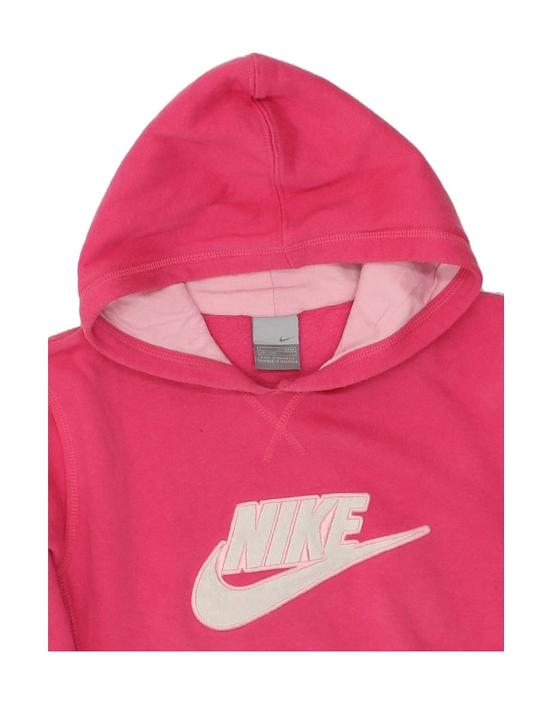 NIKE Girls Graphic Hoodie Jumper 12-13 Years Large Pink Cotton Vintage Nike and Second-Hand Nike from Messina Hembry 