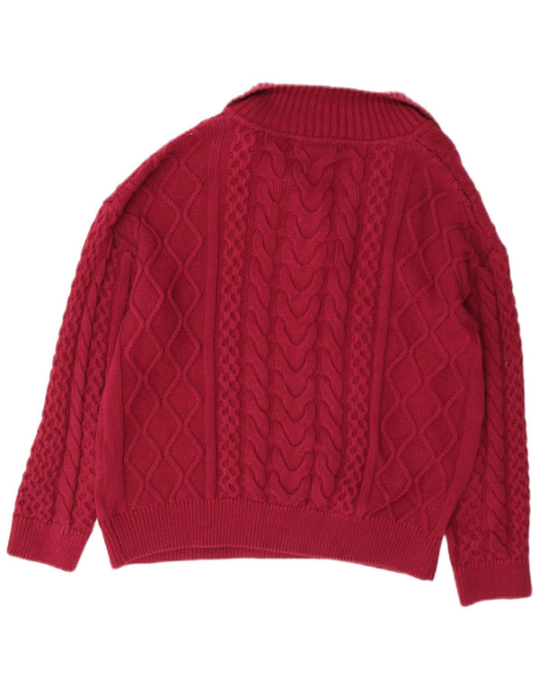 Crew Clothing Womens Polo Neck Jumper Sweater UK 12 Medium Burgundy Cotton
