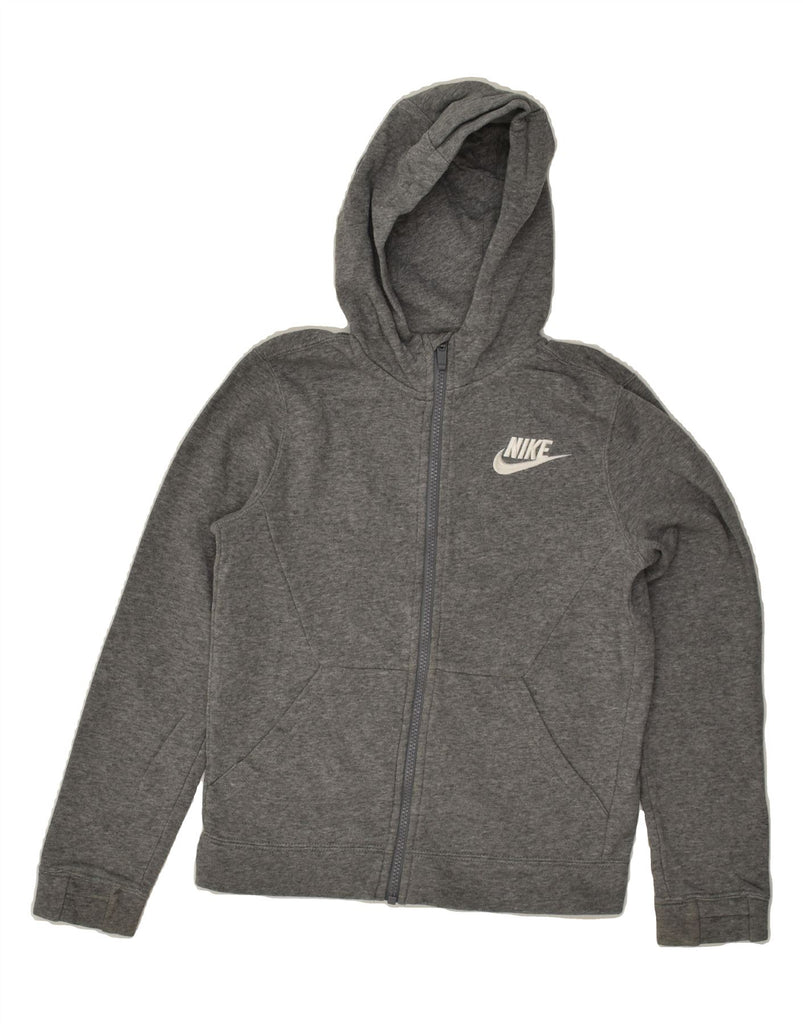 NIKE Boys Zip Hoodie Sweater 10-11 Years Medium Grey Cotton | Vintage Nike | Thrift | Second-Hand Nike | Used Clothing | Messina Hembry 