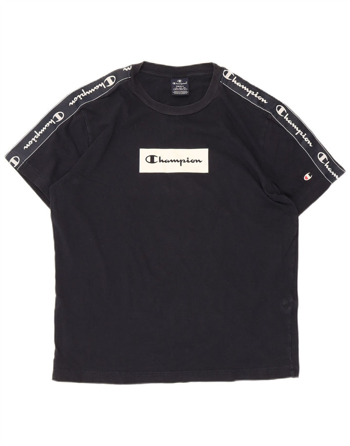 CHAMPION Mens Graphic T-Shirt Top Small Navy Blue Cotton